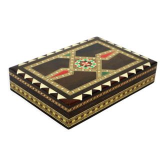 Boîte à bijoux en bois mosaïque orientale 18cm