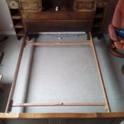 Louis XV style bed / regency in solid wood stained with cozy headboard.