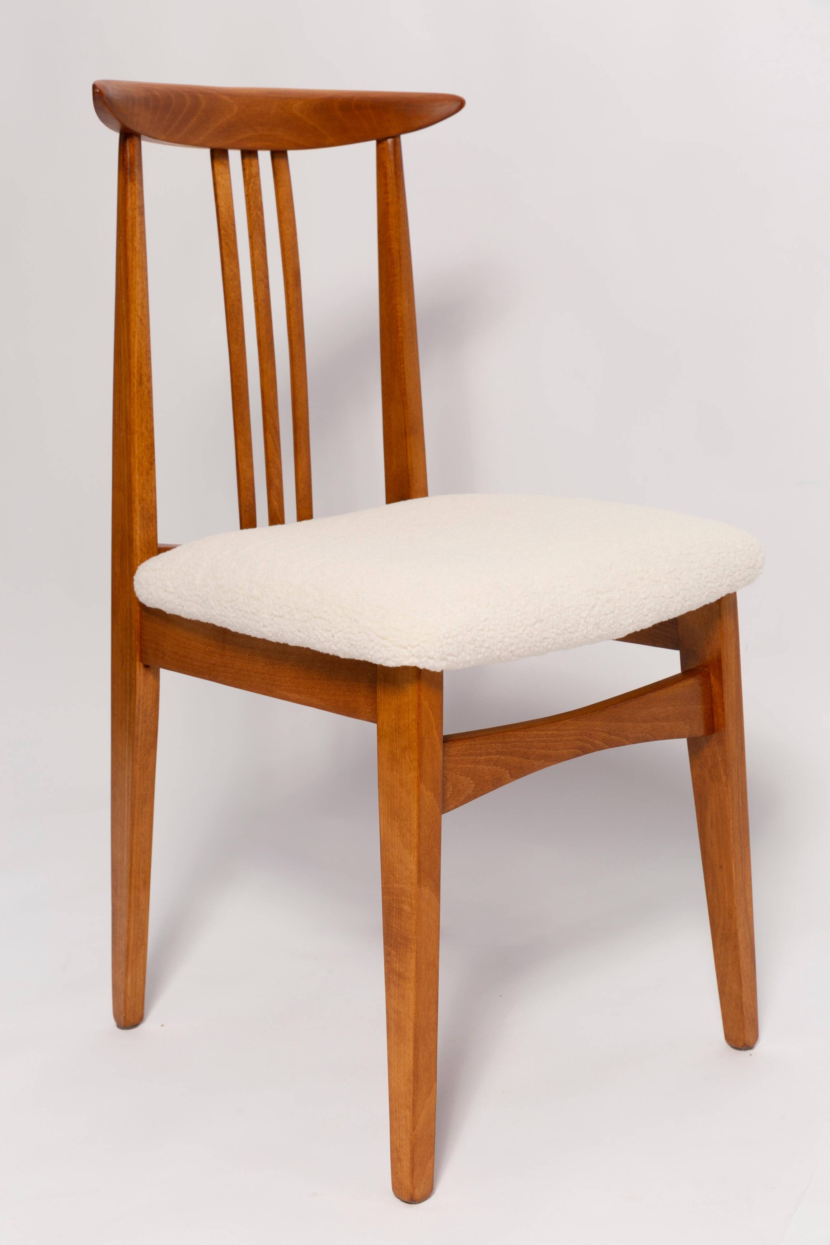 Ivory cream boucle chair mid-century by M. Zielinski, Europe, 1960s