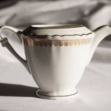 Pot à lait en porcelaine blanc et doré, Evor France