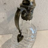 Carafe in cut glass or crystal and silver-plated metal, 20th century