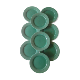 9 Plates blue green earthenware dessert