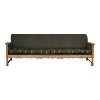 1970s, Danish 4 seater sofa, original very good condition, wool, oak wood.