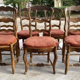 Set of 7 Provencal straw chairs