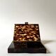 Tray - box with a lid in tortoiseshell plexiglass, 1970s design.
