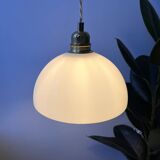 Vintage white glass half-sphere pendant light