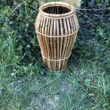 60s rattan bamboo umbrella holder