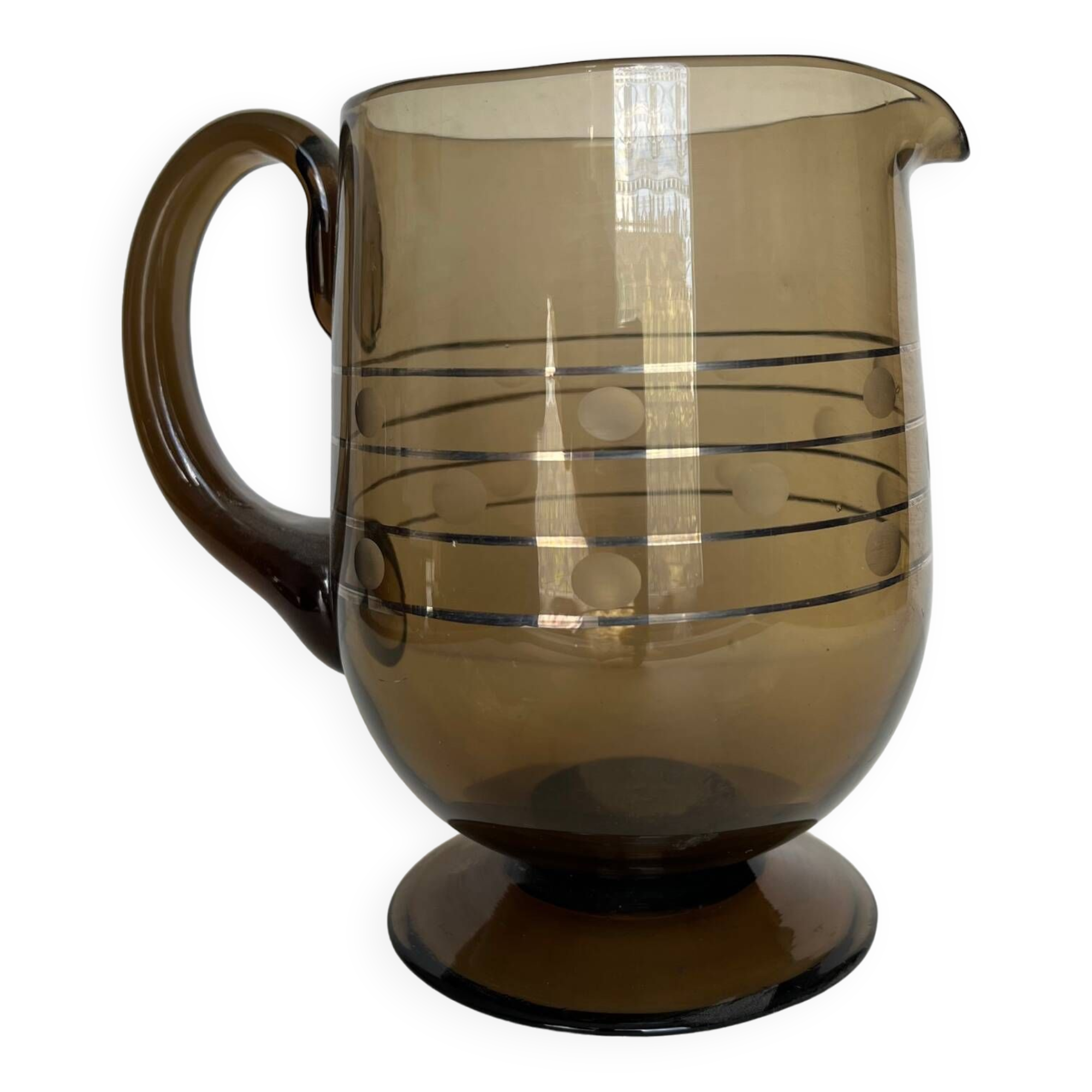Art deco pitcher in smoked glass