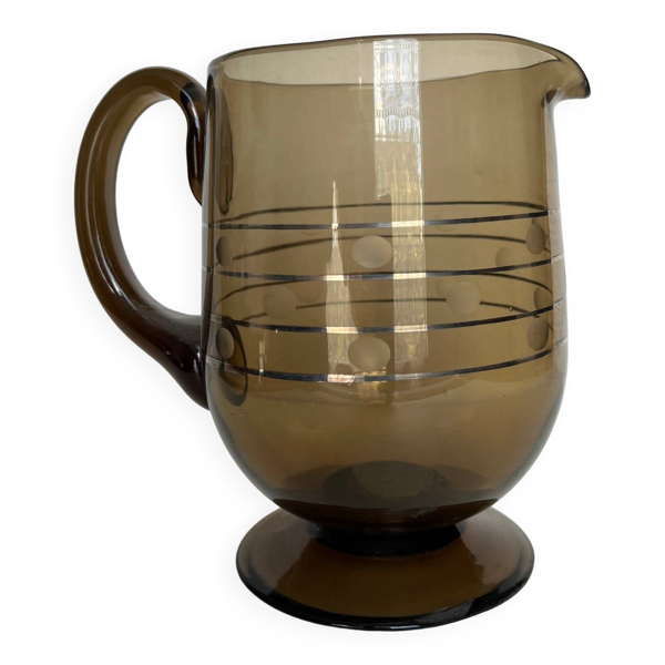 Pichet art déco en verre fumé