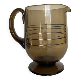 Art deco pitcher in smoked glass