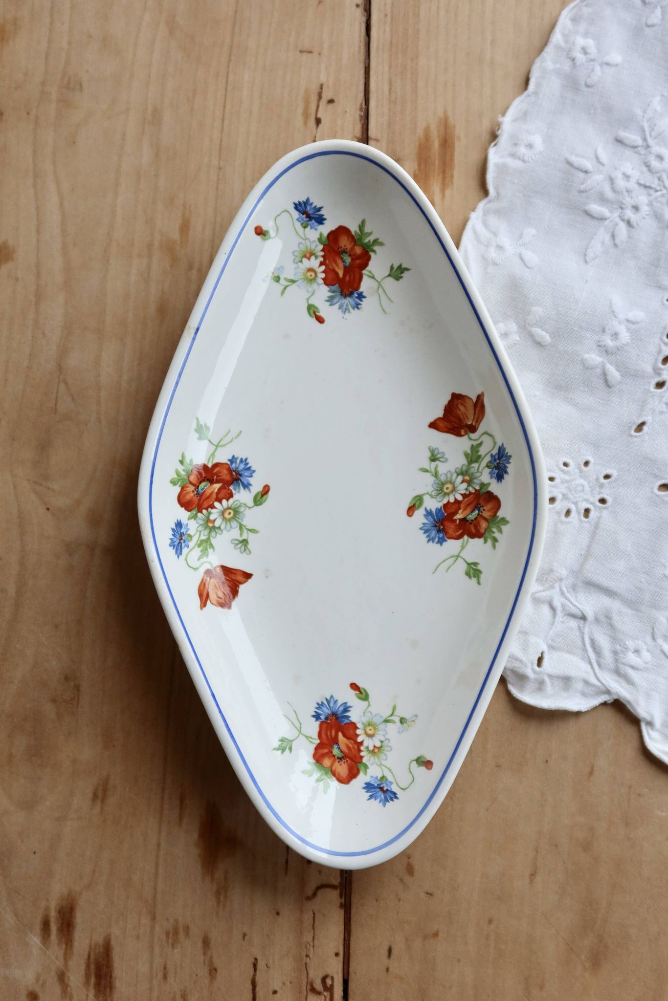 Ravier antique faience Salins - Poppy model
