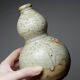 Small double sake ceramic flask from Iga, vintage/antique collection.