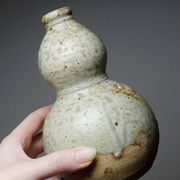 Petite gourde double à saké céramique japonaise d'Iga vintage/ancienne collection