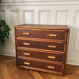 Chest of drawers rattan and caning