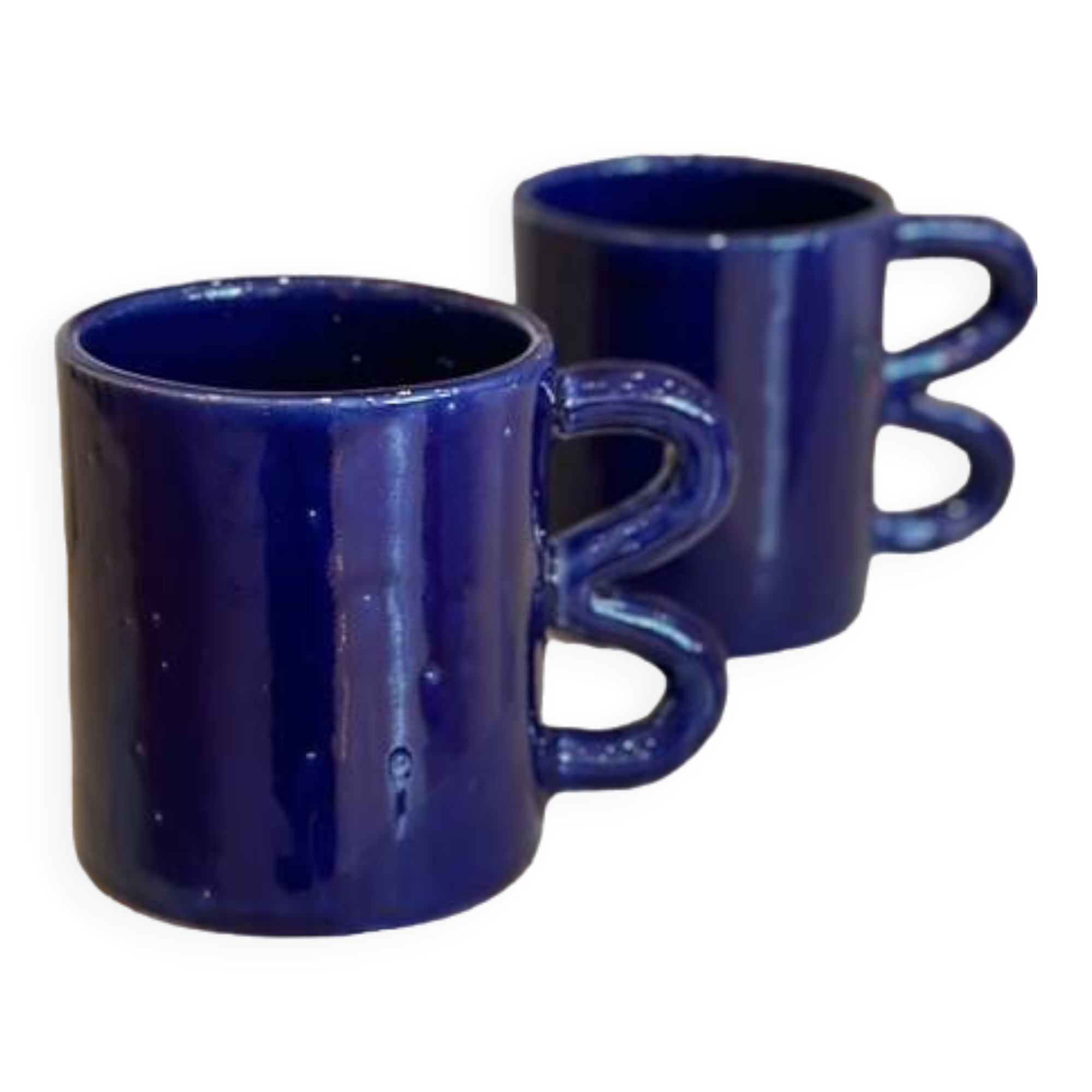 Mug cup ceramic handle graphic wave colorful design Majorelle Blue Klein