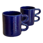 Mug cup ceramic handle graphic wave colorful design Majorelle Blue Klein