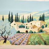 Provençal landscape lithograph signed Jean Gabriel Séruzier