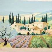 Paysage provençal lithographie signée Jean Gabriel Séruzier