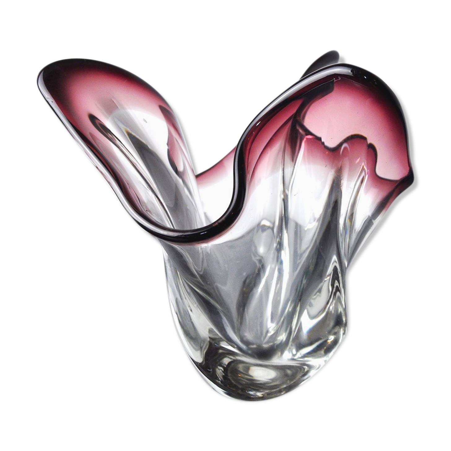 Purple seguso vase in Murano glass, Italy, 1960