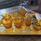 8 Vereco Daisy cups – amber glass – 1970s