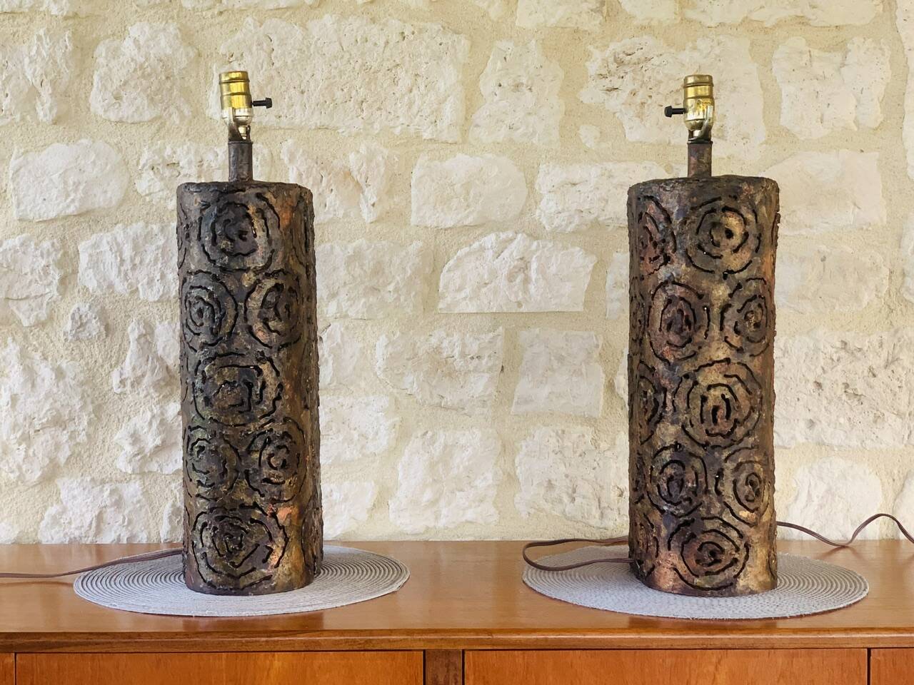 Pair of Brutalist table lamps by Irv Bramberg, 1960s
