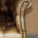 Chesterfield executive armchair in aniline leather