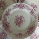 Set of 6 antique dessert plates in porcelain with pink flowers.