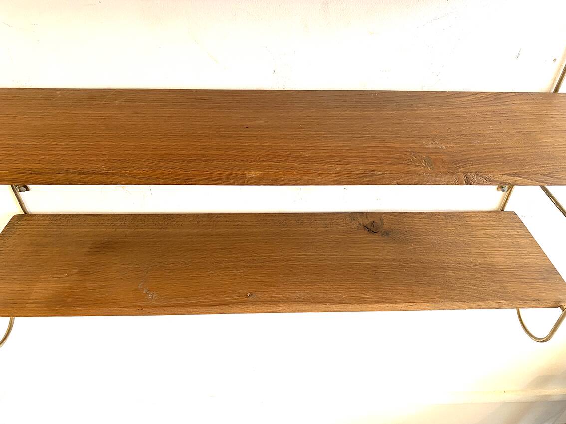 Etagère string laiton et hêtre, 1960