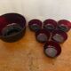 Salad bowl + 6 vintage ARCOROC Sierra molded glass bowls, ruby red, Vinta