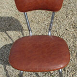 Suite of 4 skai and chrome chairs (total 5 chairs)