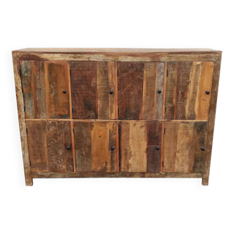 Meuble de rangement en bois ancien, 8 portes