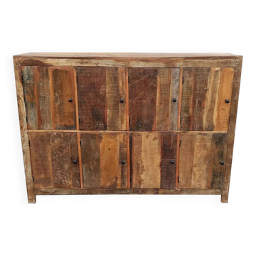 Meuble de rangement en bois ancien, 8 portes