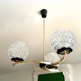Chandelier 3 brass lights 1950