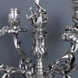Pair of silver-plated candelabra, Louis XVI style – late 19th century