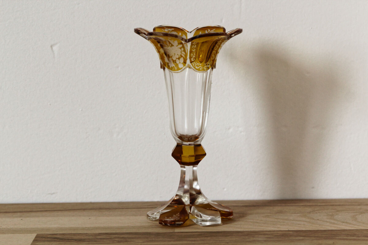 Bohemian crystal cornet vase