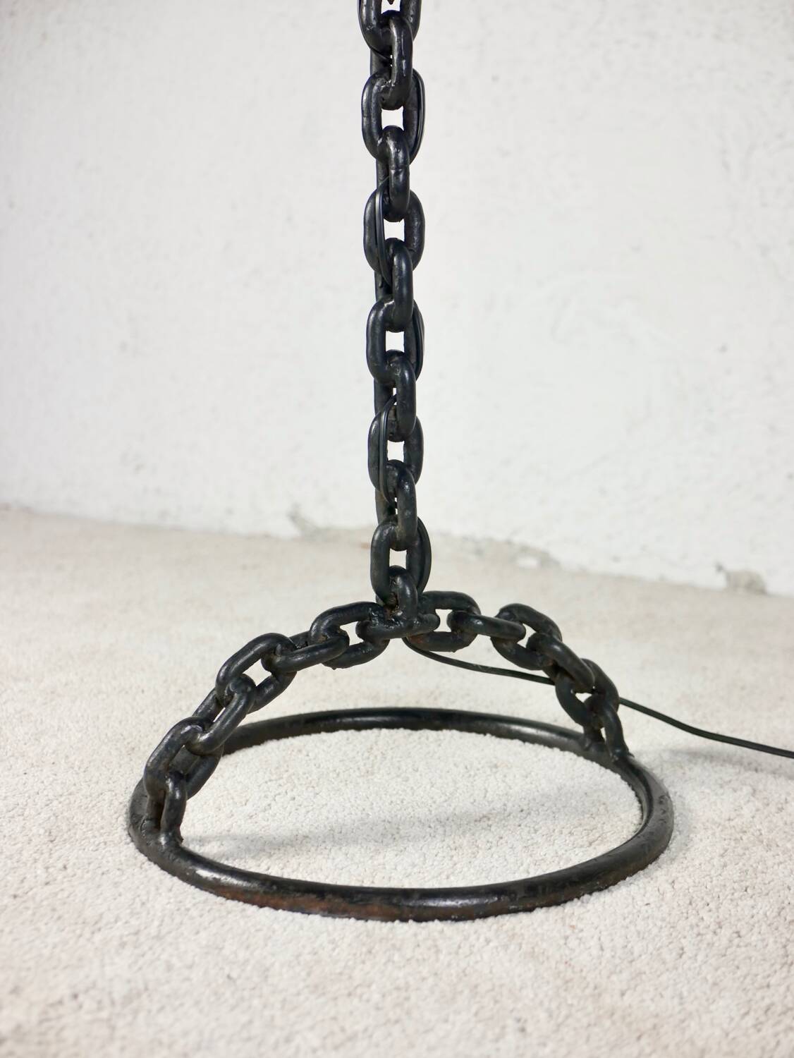 Large brutalist chain floor lamp