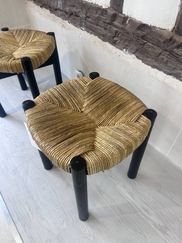 2 "Meribel" stools in black by Charlotte Perriand, 1960