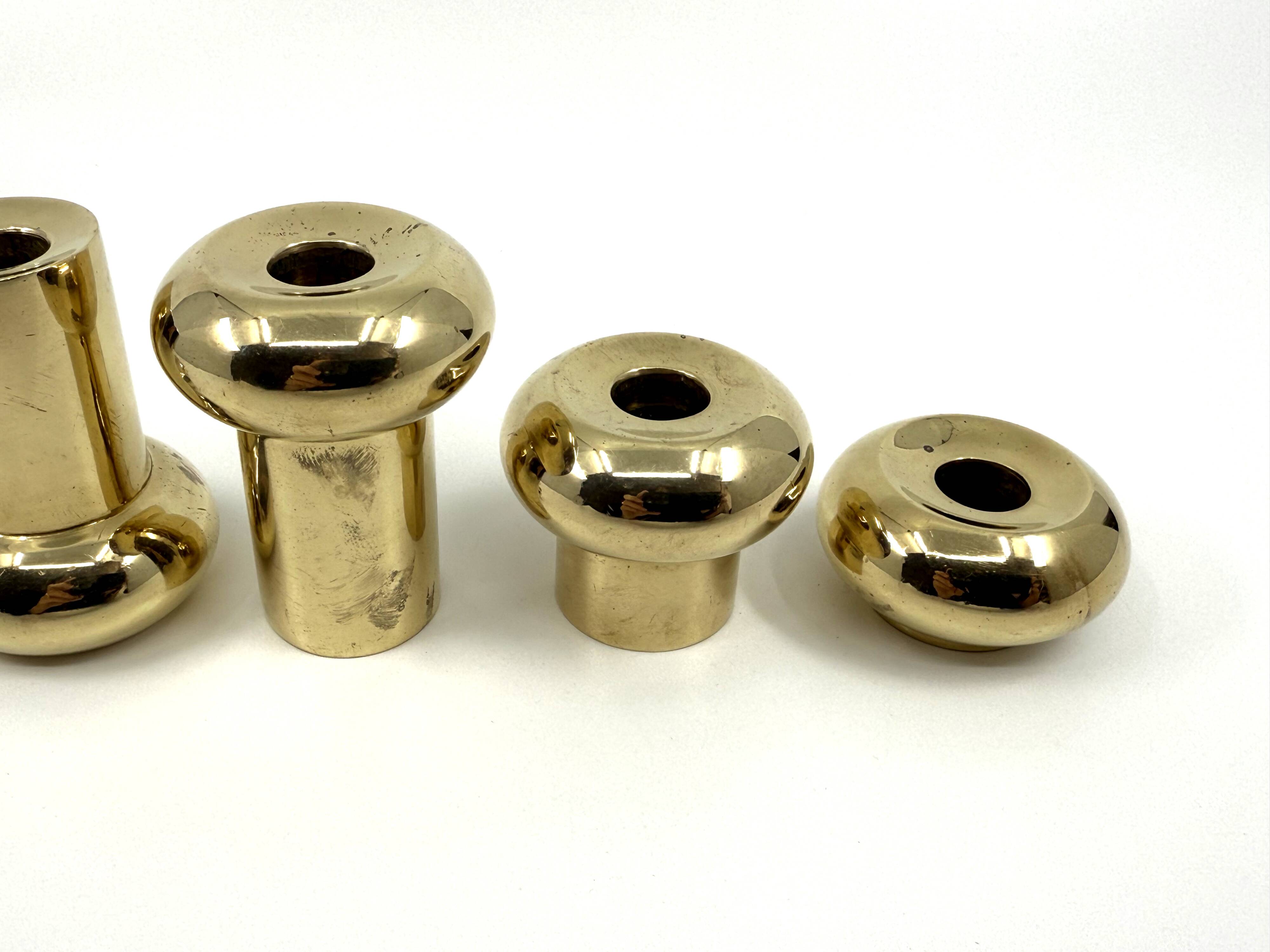 6 small brass candlesticks • Landskrona Mässing • Sweden • Circa 1978