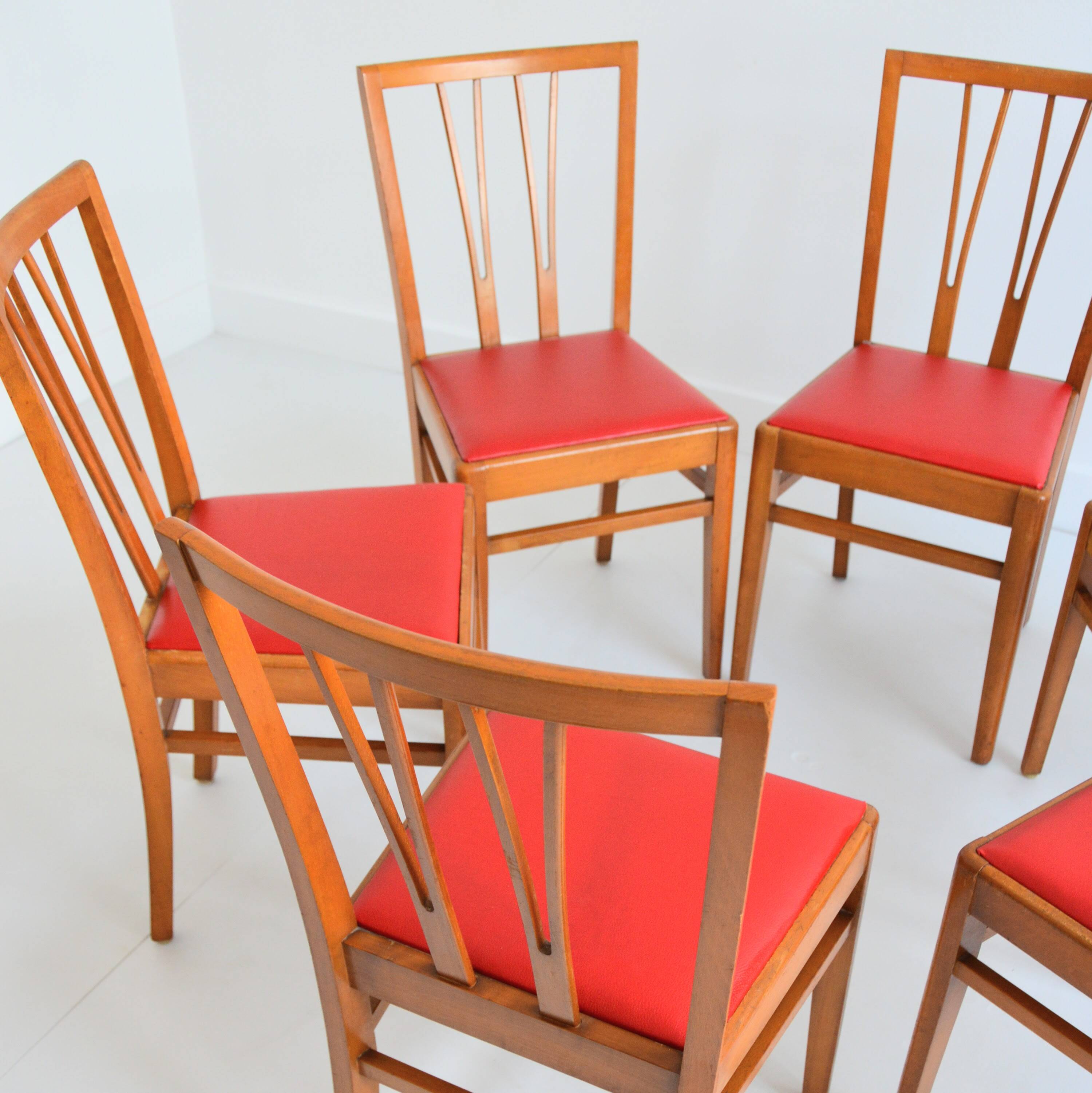 Suite de 6 chaises 1960 Bistrot vintage