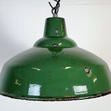 Industrial British Green Enamel Factory Pendant Lamp, 1960s