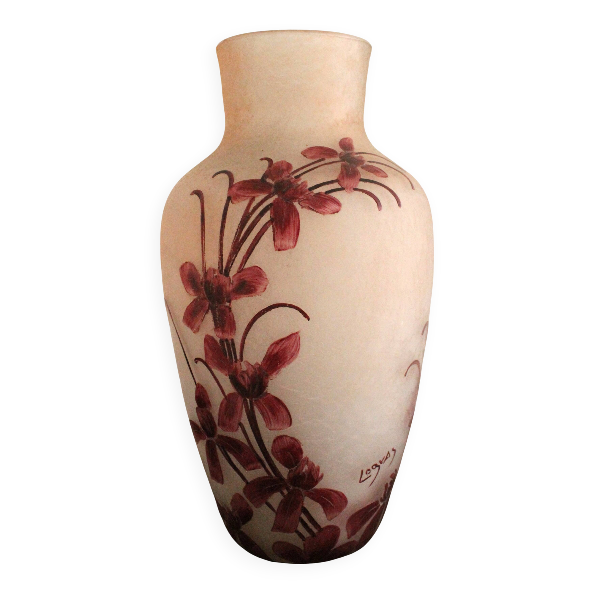 François Théodore Legras ovoid vase with flower decoration Rubis Art Nouveau