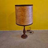 Teak table lamp with carvings from around the 1960s