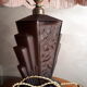 Pressed moulded glass lamp of chocolate art deco non sign muller schneider