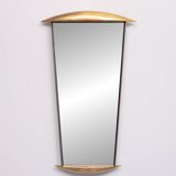 Post Modern Full-Length Wall Mirror in Gold Wood and Metal, 1980s Italy