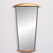 Post Modern Full-Length Wall Mirror in Gold Wood and Metal, 1980s Italy