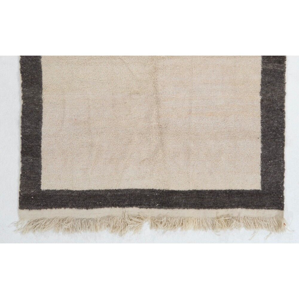 Vintage Handmade Tulu Rug in Natural Undyed Cream and Gray Wool, Custom Options Available