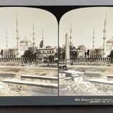 Photographie ancienne stereo, stereograph, luxe albumine 1903 Mosquée du Sultan Ahmed 1er