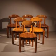 Six Dining Chairs in Pine Wood | Italy 1980s