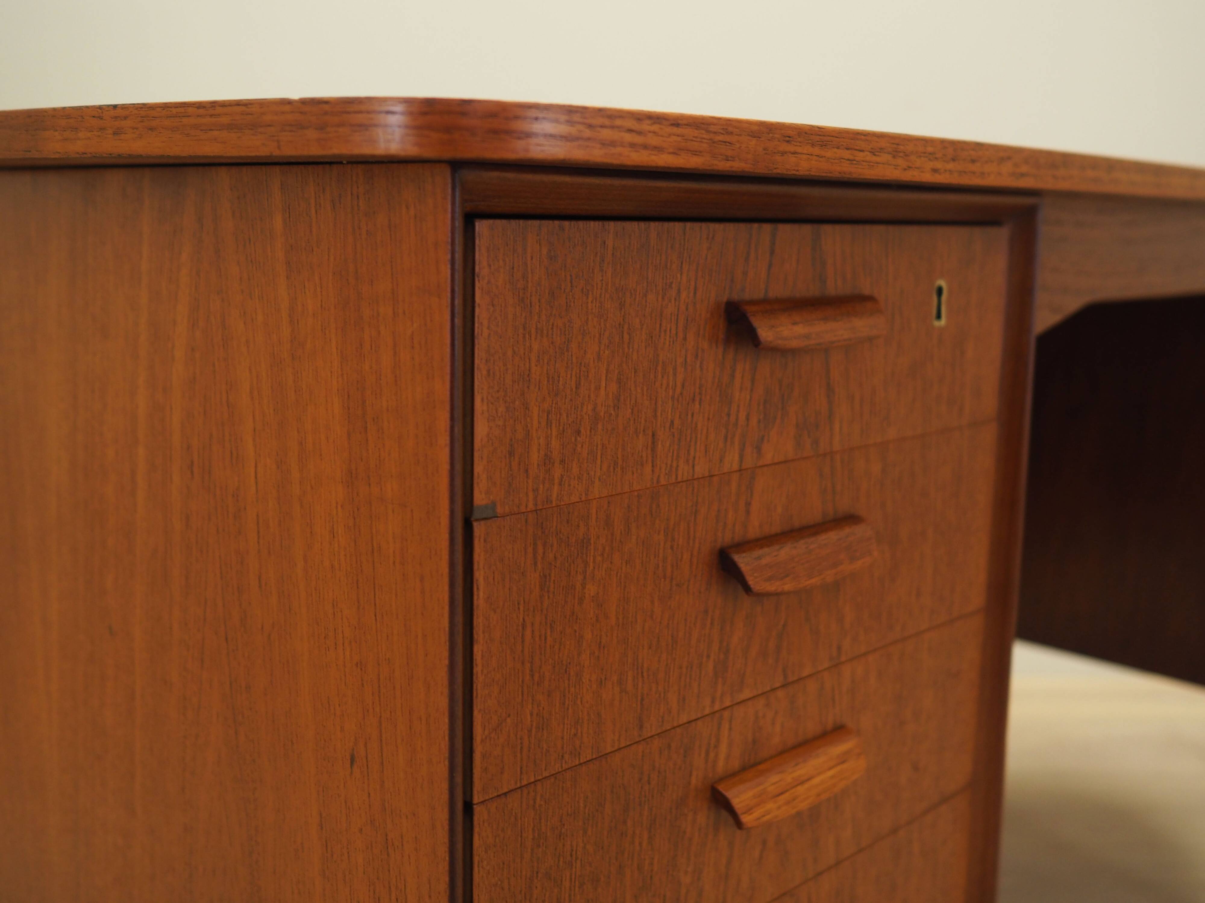Teak desk, Danish design, 1970s, designer: H.P. Hansen, manufacturer: Rande