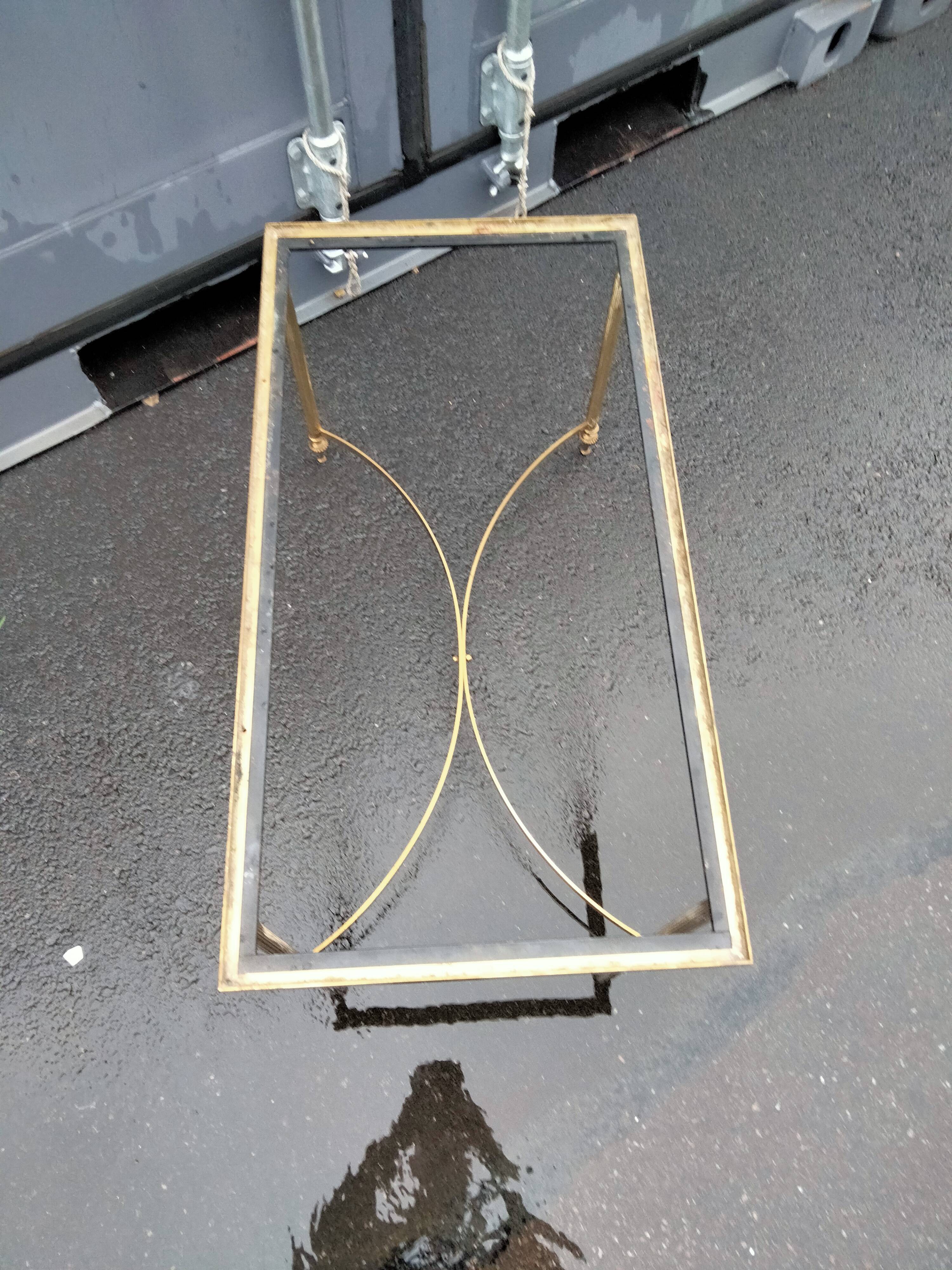 Old vintage gilded side table with marble top